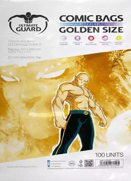 BOLSAS PARA COMIC TAMAÑO GOLDEN CIERRE FACIL ULTIMATE GUARD (100) | 4260250071595 | Tienda de Cómics, Manga, Magic y Pokémon en Torrejón de Ardoz