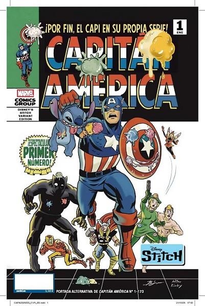 CAPITÁN AMÉRICA 01 #173 PORTADA ALTERNATIVA DISNEY STITCH (PORTADA PROVISIONAL) | 9791370135256 | CHIP ZDARSKY - VALERIO SCHITI - FRANK MARTIN | Tienda de Cómics, Manga, Magic y Pokémon en Torrejón de Ardoz